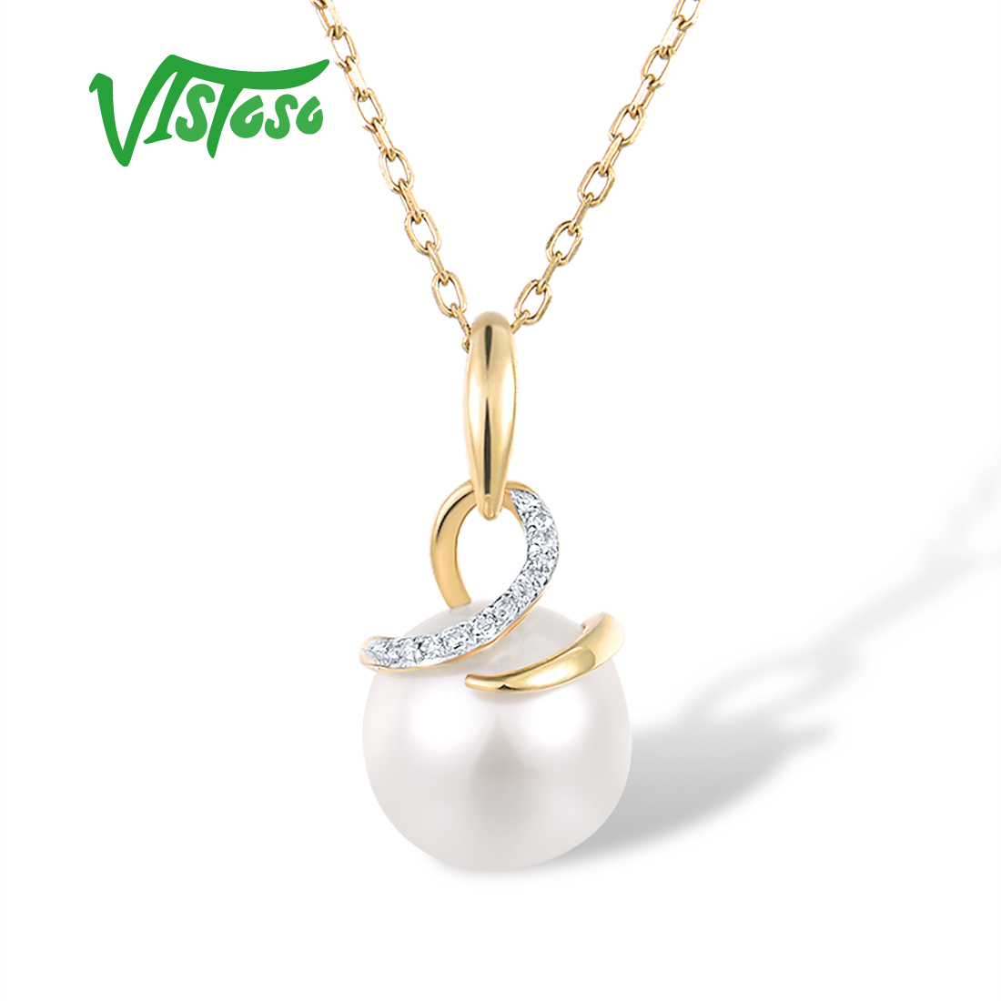 Pearl Trim Chain - VISTOSO orijinal 9K 375 sarı altın
