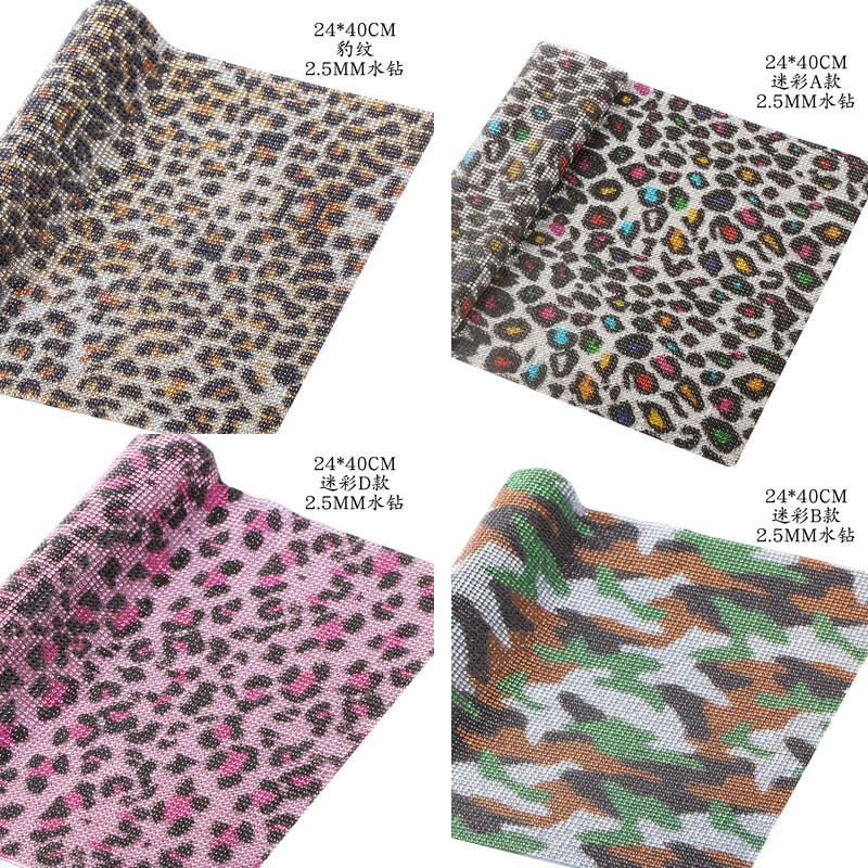 Hotfix Rhinestone Sheet - Düzeltme leopar bling taklidi aplike etiket
