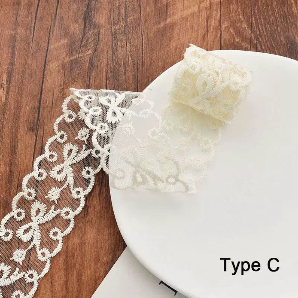 Lace Ribbon Trim - 5 Yard Saf Pamuk Dikiş Şeridi