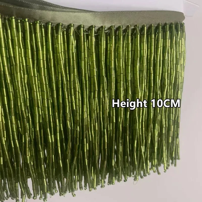 Tassel Fringe Trim - 10CM Gümüş Kırmızı Boncuklu Tüp Püskül