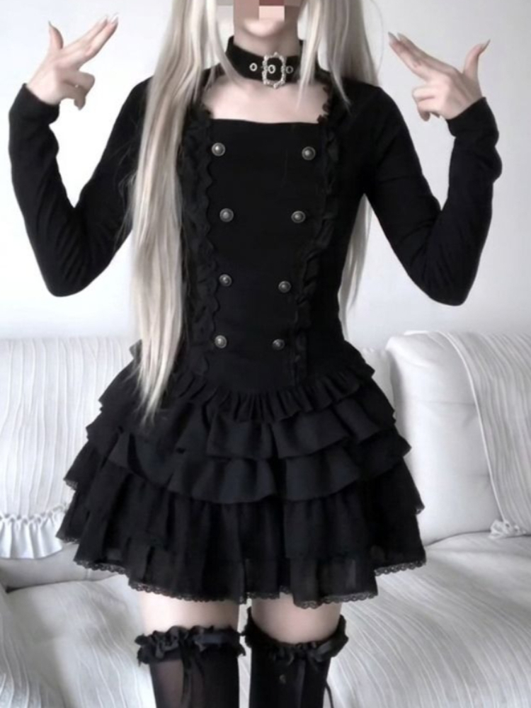 Gotik Harajuku Lolita 2 Parçal - Elastic Lace Trim incelemesi ve fiyatı